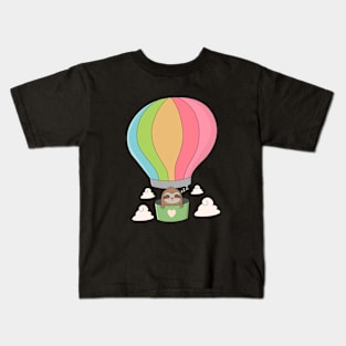 Cute Hot Air Ballon Sloth T-Shirt Kids T-Shirt